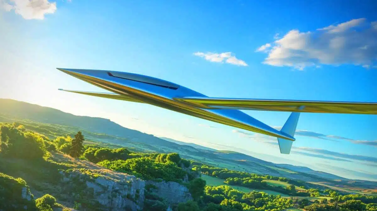 Illustration de l'essai du planeur hypersonique VMaX dans le ciel d'Occitanie, créée par intelligence artificielle.