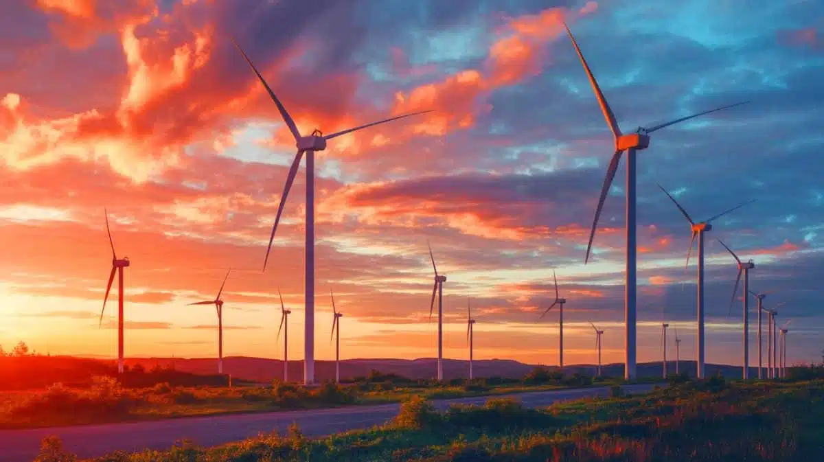 Illustration de l'annulation de 14 milliards d'euros d'investissements dans les énergies renouvelables aux États-Unis, générée par intelligence artificielle.