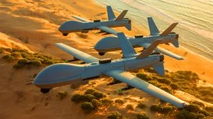 Illustration de munitions autonomes Red Wolf et Green Wolf développées par L3Harris, générée par intelligence artificielle.