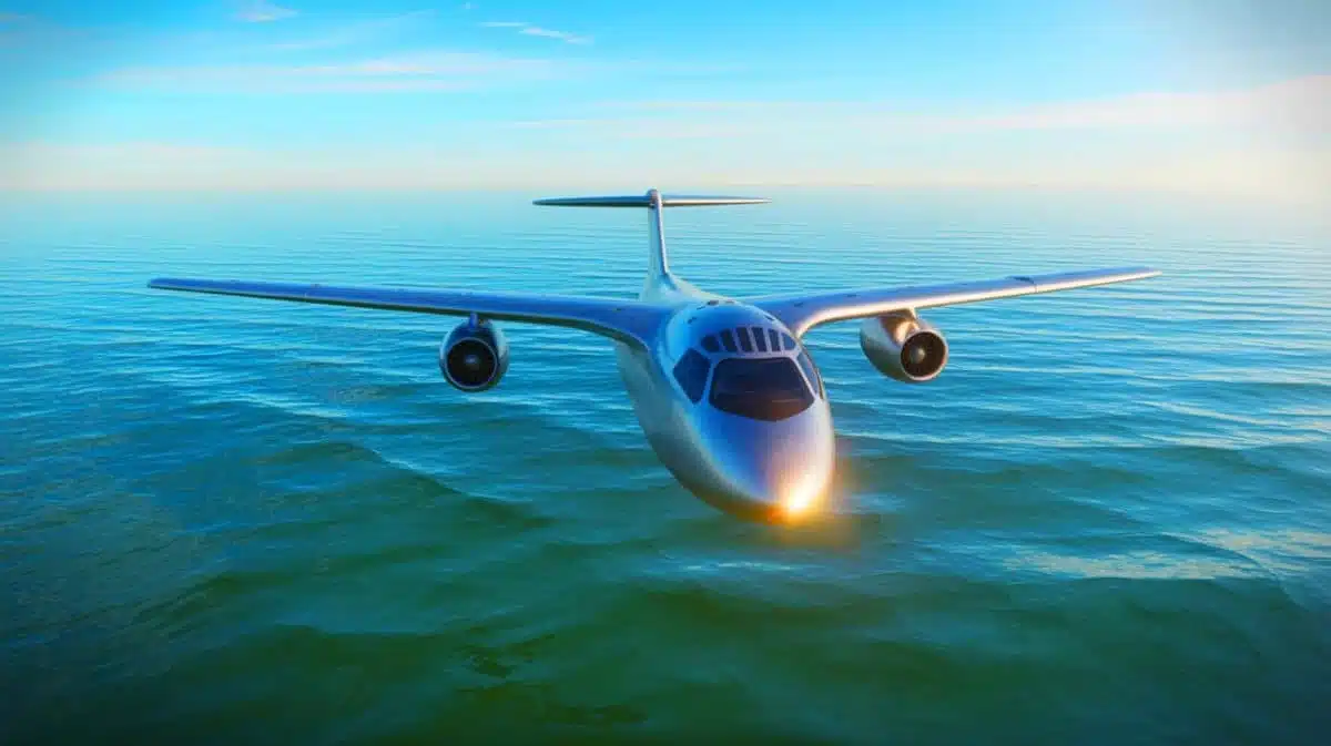 Illustration de la résurgence du légendaire Ekranoplan soviétique par la Chine, générée par intelligence artificielle.