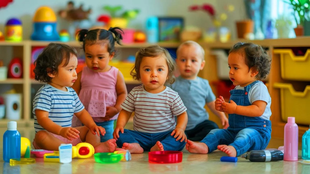 Illustration de l'exposition des tout-petits américains à des toxines cachées, créée par intelligence artificielle.