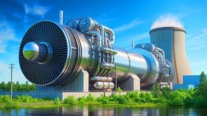 Illustration de la turbine à vapeur du projet SMR BWRX-300 en Ontario, générée par intelligence artificielle.