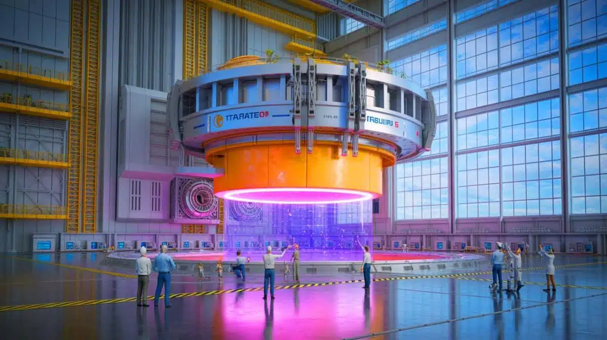 Illustration of the ITER reactor in southern France, highlighting international collaboration and nuclear fusion technology; this is an artificial illustration.