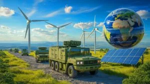 Illustration of the potential environmental benefits of reducing US military spending, generated by artificial intelligence.