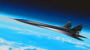 Illustration of the conceptual SR-72 "Darkstar" hypersonic aircraft, generated by artificial intelligence.