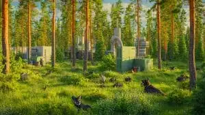 Illustration de la réduction de la radioactivité à Tchernobyl grâce à une technologie suisse innovante. Image réalisée par IA.