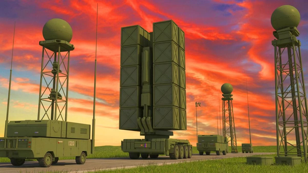 Illustration of France's advanced missile defense systems protecting its skies, generated by artificial intelligence.