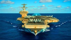 Illustration of the USS Harry S. Truman navigating the Red Sea amidst geopolitical tensions. Image generated by AI.