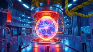 Illustration de la prouesse du tokamak EAST, le « soleil artificiel » chinois, générée par intelligence artificielle.