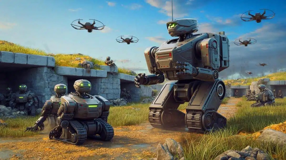 « Ces machines n’ont aucune pitié » : des soldats russes faits prisonniers par des robots ukrainiens Illustration de l'opération militaire ukrainienne entièrement robotisée, générée par intelligence artificielle.