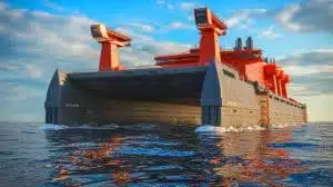 Illustration of the BOKA Vanguard, a massive semi-submersible vessel revolutionizing maritime transport, as an artificial illustration.