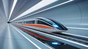 Illustration de l'avancée technologique du train à lévitation magnétique chinois atteignant 1 000 km/h. Image réalisée par IA.