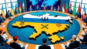 Illustration de l'expansionnisme russe en Ukraine et ses implications géopolitiques. Image réalisée par IA.