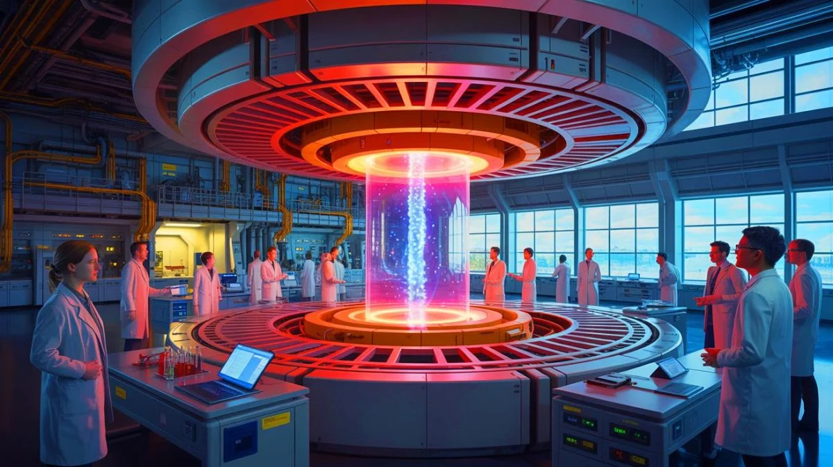 Illustration de l'avancée du projet ITER en France pour la fusion nucléaire. Image réalisée par IA.