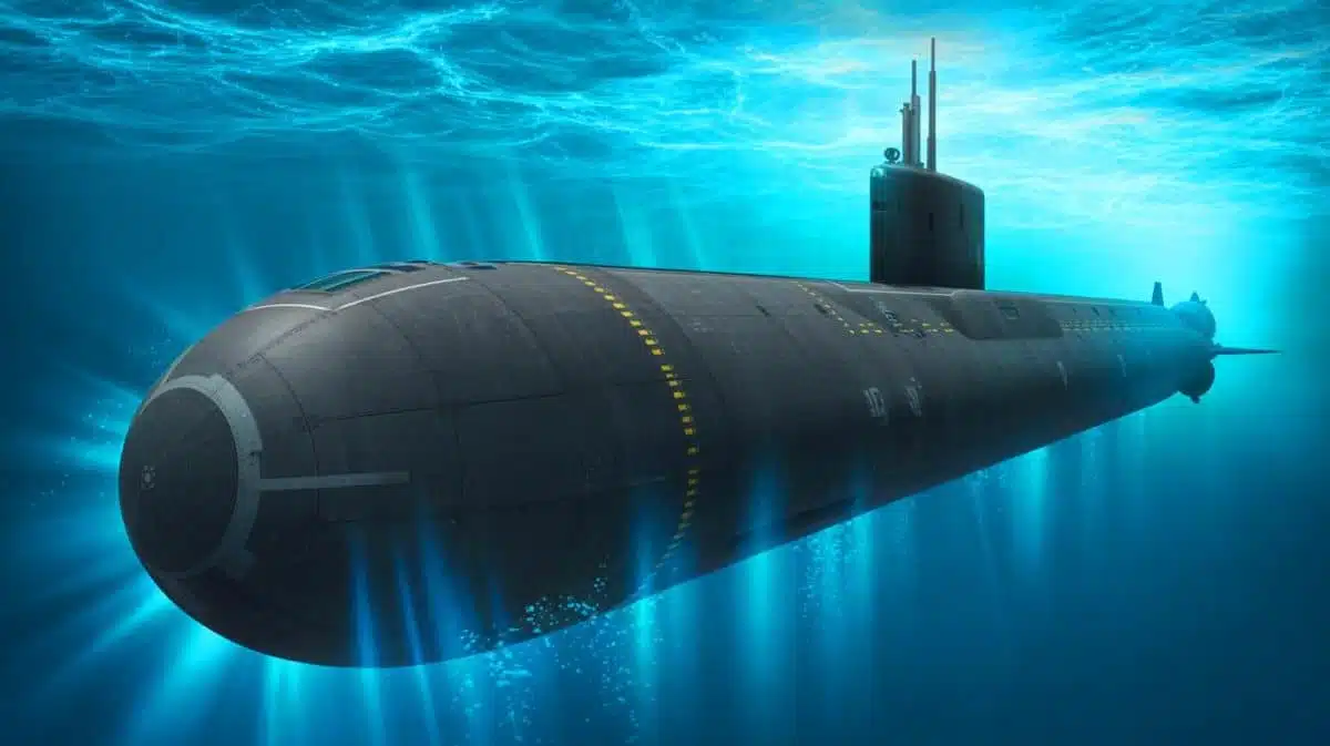 Illustration de l'attaque sous-marine du Virginia Block V. Image réalisée par IA.