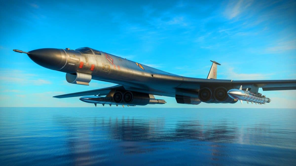 Illustration de bombardiers B-1B équipés de pylônes LAM pour transporter des armes hypersoniques, générée par intelligence artificielle.