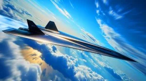 Illustration de l'avion hypersonique SR-72, successeur du SR-71, générée par intelligence artificielle.