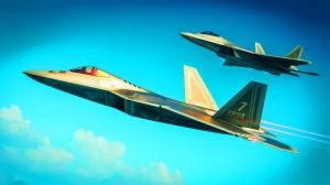 Illustration de la modernisation des F-22 Raptor américains face aux tensions avec la Chine, générée par intelligence artificielle.