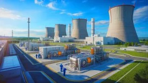 Illustration de l'initiative américaine pour développer des combustibles nucléaires avancés, générée par intelligence artificielle.