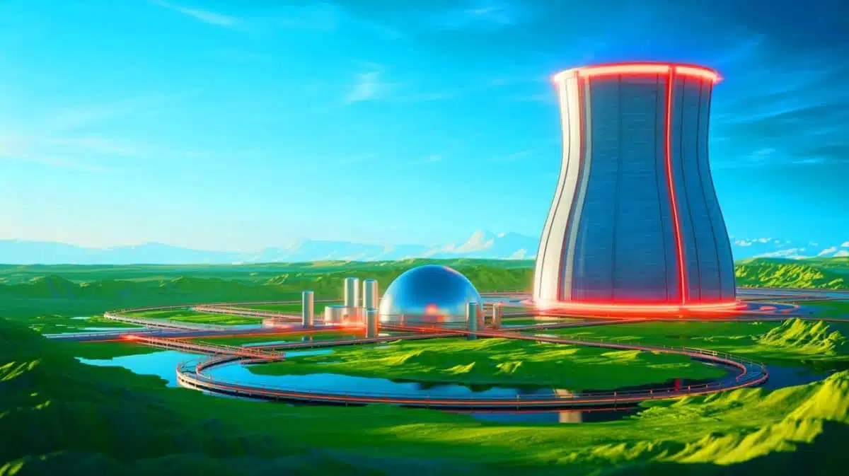 Illustration de la transformation des déchets nucléaires en source d'énergie innovante, générée par intelligence artificielle.