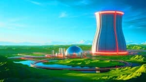 Illustration de la transformation des déchets nucléaires en source d'énergie innovante, générée par intelligence artificielle.