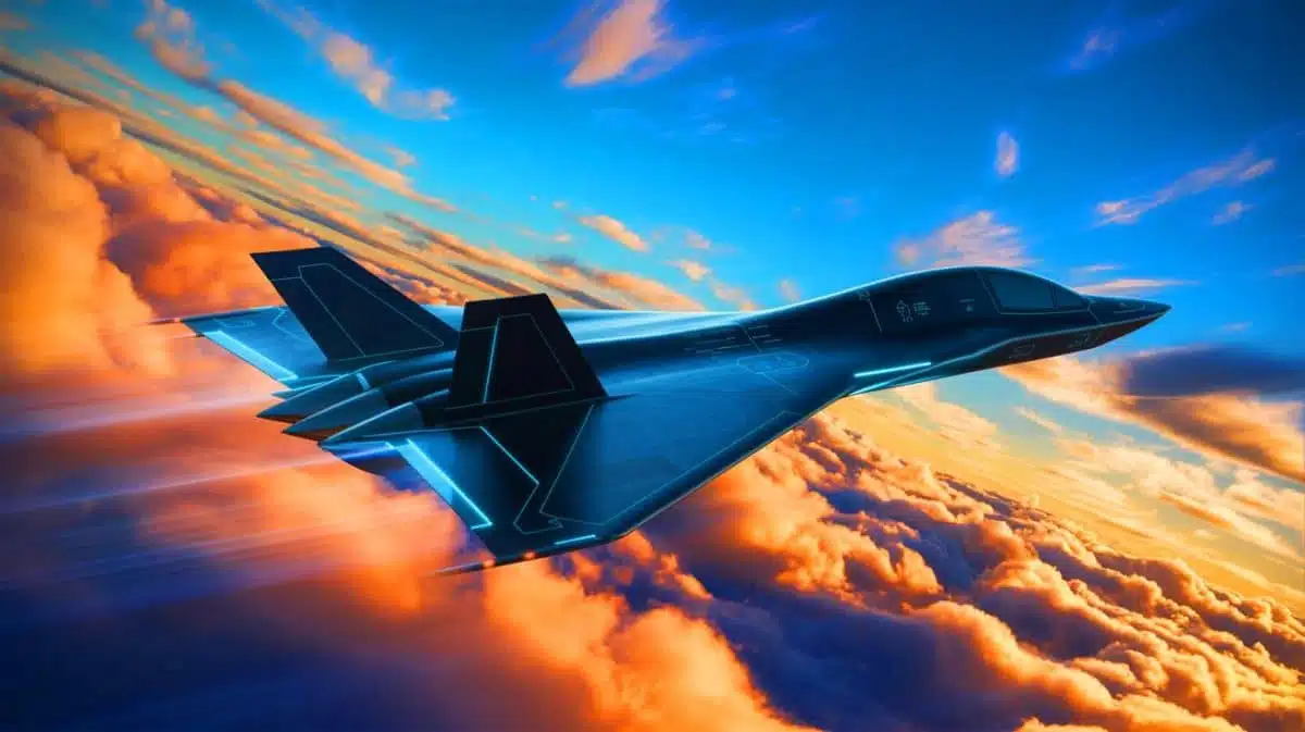 Illustration de l'impact du quantum sensing sur l'avenir de la furtivité aéronautique, créée par intelligence artificielle.