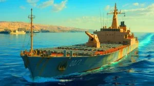 Illustration de la possible préparation iranienne à bloquer le détroit d'Hormuz avec des mines navales. Image réalisée par IA.