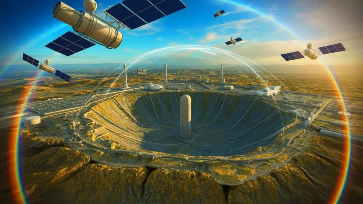 Illustration de l'entrée des tunnels du site nucléaire d'Ispahan après des frappes aériennes américaines, générée par intelligence artificielle.