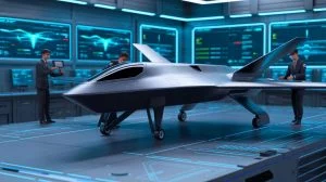 Illustration de l'optimisation des paramètres d'un drone furtif par des ingénieurs chinois, générée par intelligence artificielle.