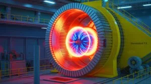 Illustration de la percée du réacteur stellarator Wendelstein 7-X en fusion nucléaire, générée par intelligence artificielle.
