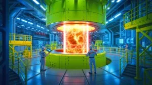 Illustration de la percée technologique dans la fusion nucléaire, générée par intelligence artificielle.