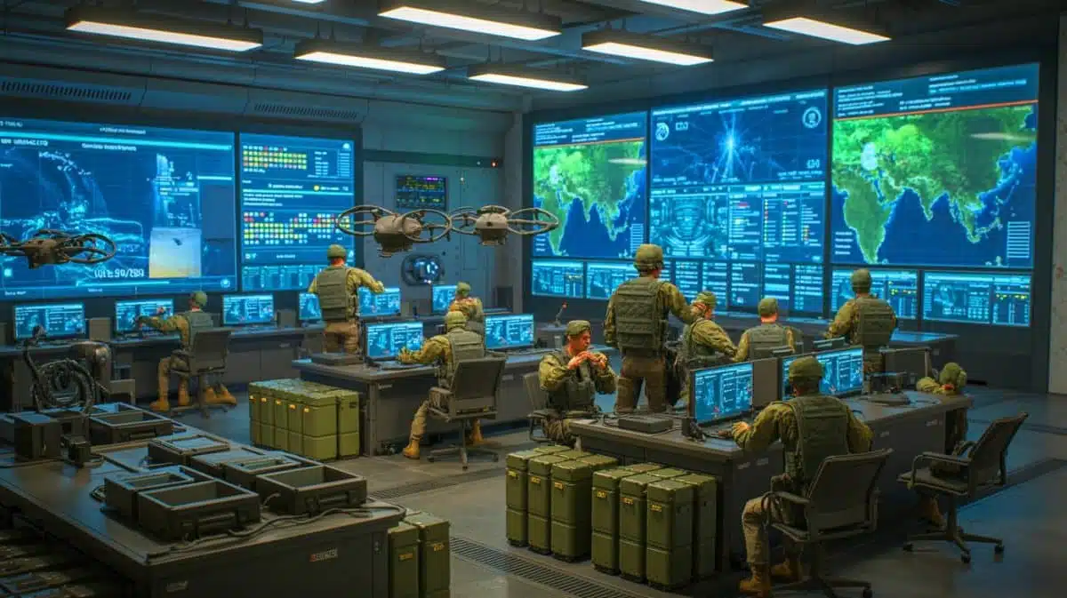 Illustration de la révision des stratégies énergétiques des armées européennes, générée par intelligence artificielle.