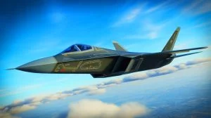 Illustration de ce qui pourrait être le nouveau chasseur furtif chinois J-36, générée par intelligence artificielle.
