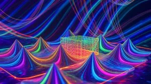 Illustration of quantum holograms created through the integration of quantum entanglement and metasurfaces, generated by artificial intelligence.