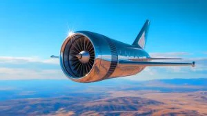 Illustration of China's 3D-printed miniature jet engine during its successful test flight. Image generated by AI.