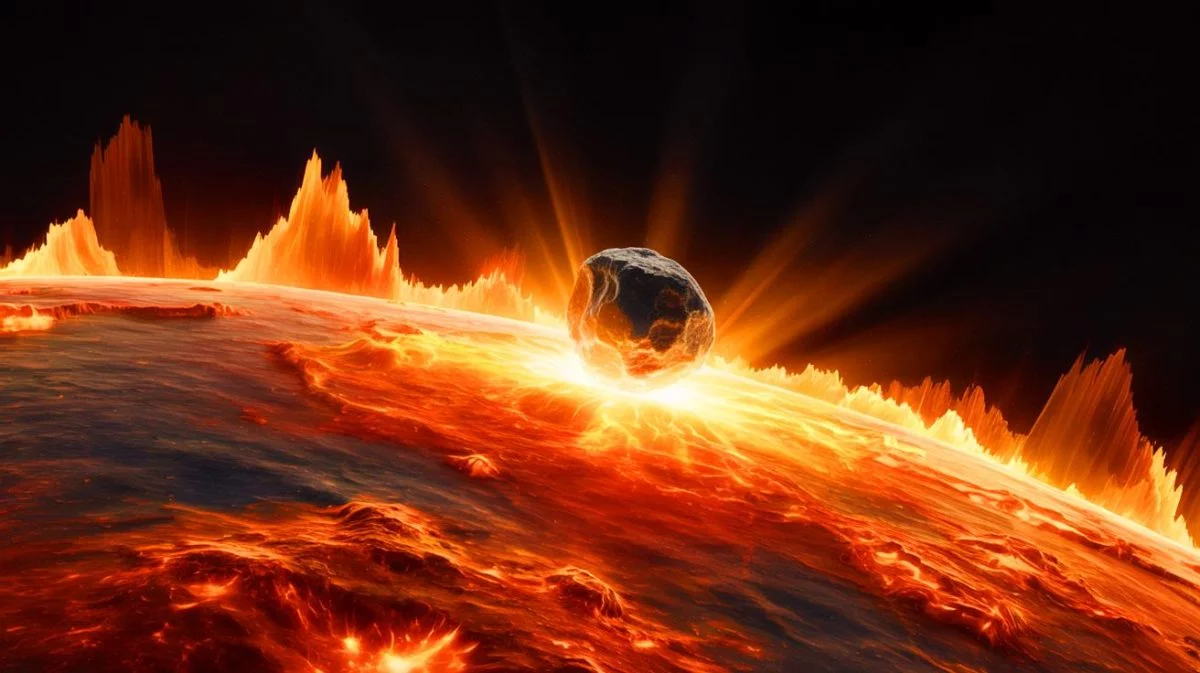 Illustration of Mercury's lithium detection through electromagnetic waves, highlighting the planet's dynamic surface processes; this is an artificial illustration.