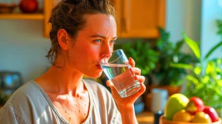 Illustration of effective hydration strategies during heatwaves. Image generated by AI.