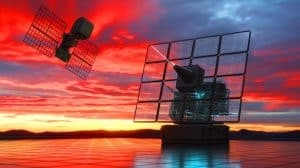 Illustration of China's innovative "radio telepathy" radar system in a military communication scenario, generated by artificial intelligence.