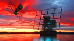 Illustration of China's innovative "radio telepathy" radar system in a military communication scenario, generated by artificial intelligence.