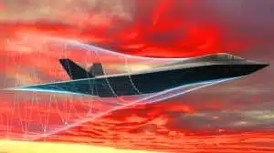 Illustration of the impact of quantum sensing on stealth technology in military aviation, generated by artificial intelligence.