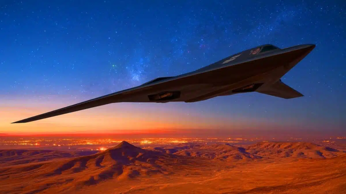 Illustration of a B-2 Spirit stealth bomber in action during Operation Midnight Hammer. Image generated by AI.