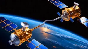 Illustration of the historic in-orbit refueling mission between Shijian-21 and Shijian-25, generated by artificial intelligence.