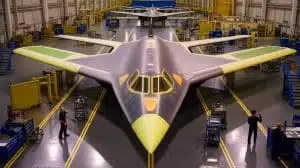 Illustration of the B-21 Raider bomber production expansion at Northrop Grumman's Palmdale facility, an artificial illustration.