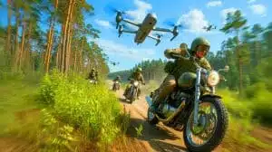 Illustration of motorcycle assaults as a new tactic in the Russia-Ukraine conflict, generated by artificial intelligence.