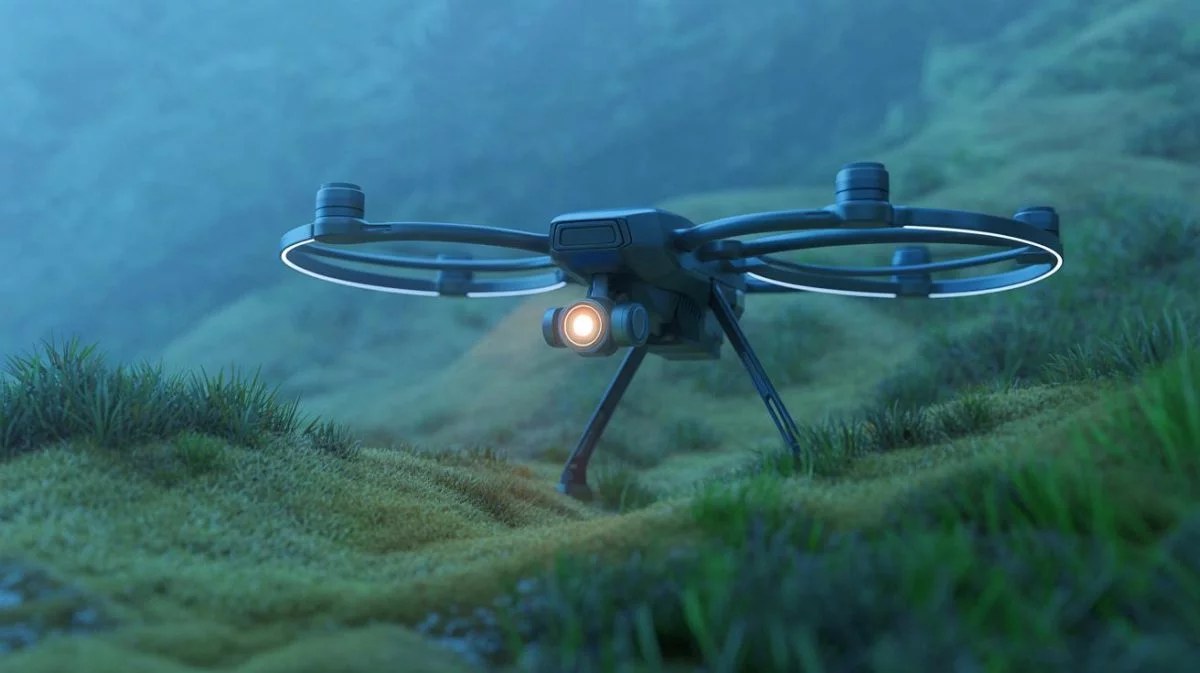 Illustration of a synthetic echolocation system inspired by bats and dolphins, generated by artificial intelligence.