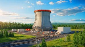Illustration of the Darlington Nuclear Generating Station's small modular reactor project in Canada, generated by artificial intelligence.