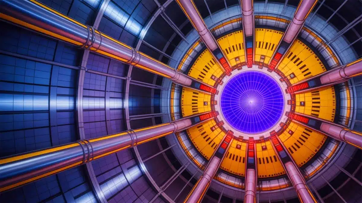 Illustration of the ITER nuclear fusion reactor milestone in energy innovation, generated by artificial intelligence.