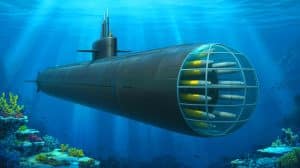 Illustration of the Virginia Block V attack submarine, designed to redefine undersea warfare. Image generated by AI.