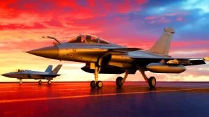 Illustration de la décision du Portugal de choisir le Rafale au détriment du F-35 pour sa défense aérienne. Image réalisée par IA.
