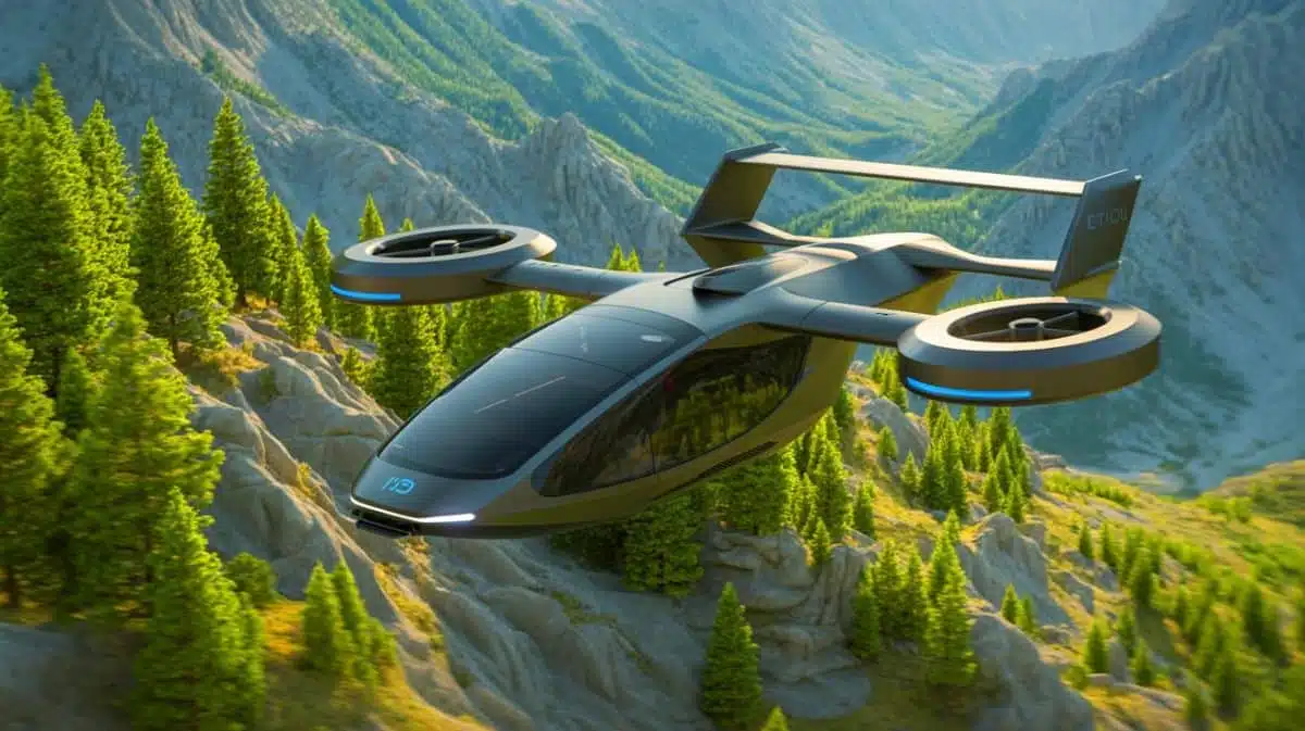 Illustration de l'innovation du Jetson ONE pour les missions de sauvetage en montagne, générée par intelligence artificielle.